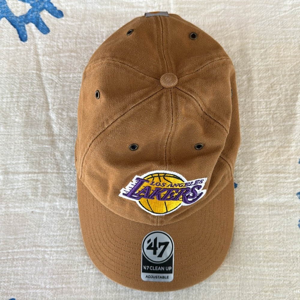 Los Angeles Lakers NBA ‘47 Brand Carhartt Brown Clean Up Adjustable Hat - Picture 3 of 13